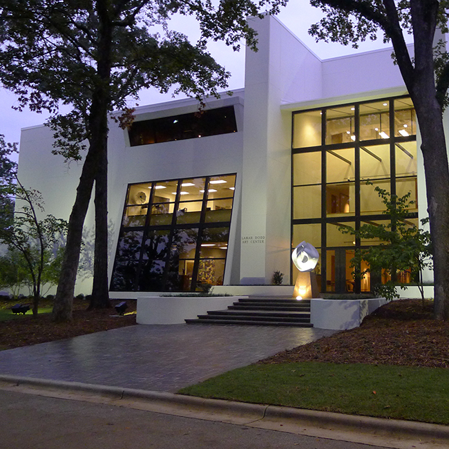 Exterior view of Lamar Dodd Art Center at night